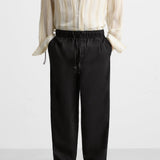 RELAXED FIT COTTON/LINEN TROUSERS