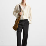 RELAXED FIT COTTON/LINEN TROUSERS